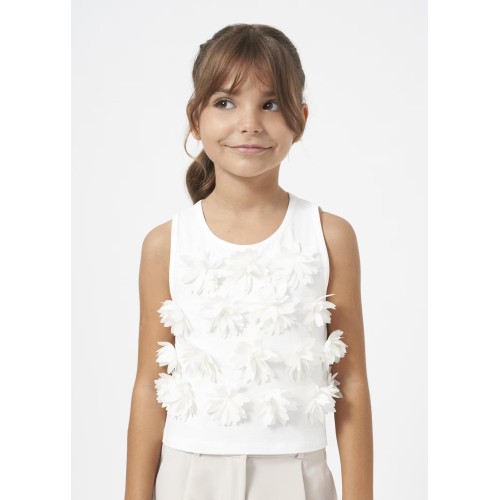 Топ с релефни цветя Better Cotton за момиче
