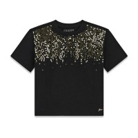 Къса тениска Guess за момиче с пайети отпред