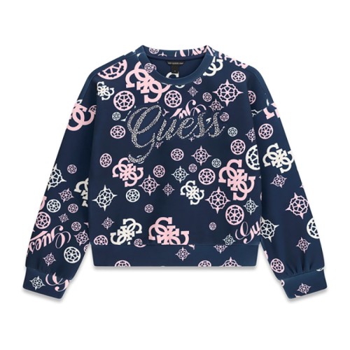 Блуза Guess за момиче с принт и лого отпред