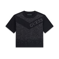 Къса тениска Guess за момиче с кристални камъчета