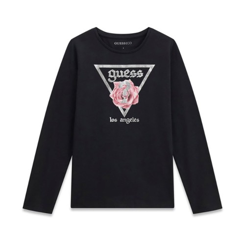 Блуза Guess за момиче с лого и апликация роза