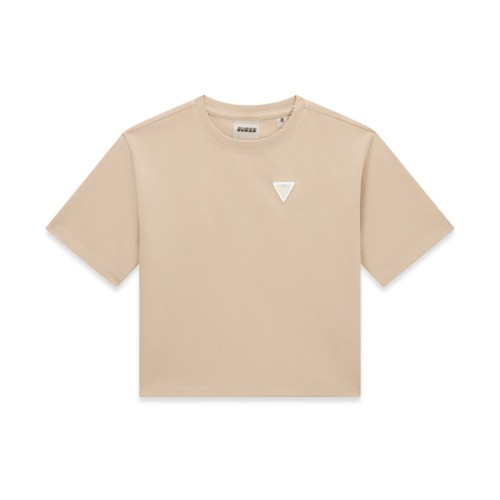 Къса тениска Guess за момиче с метално лого