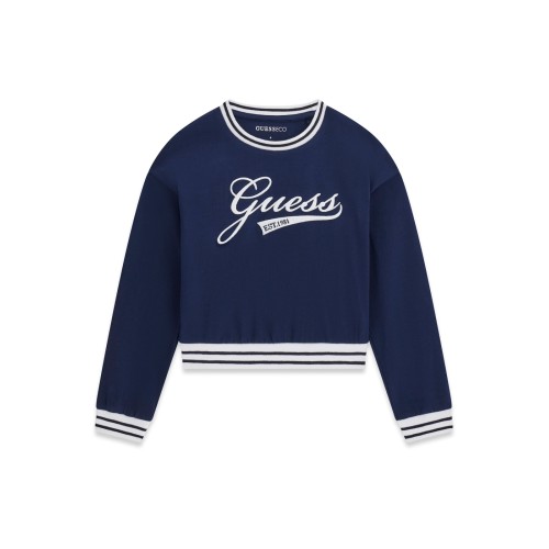 Блуза Guess за момиче с кант и лого