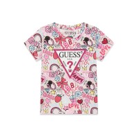 Тениска Guess за момиче с ефектен принт лого