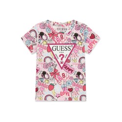 Тениска Guess за момиче с ефектен принт лого