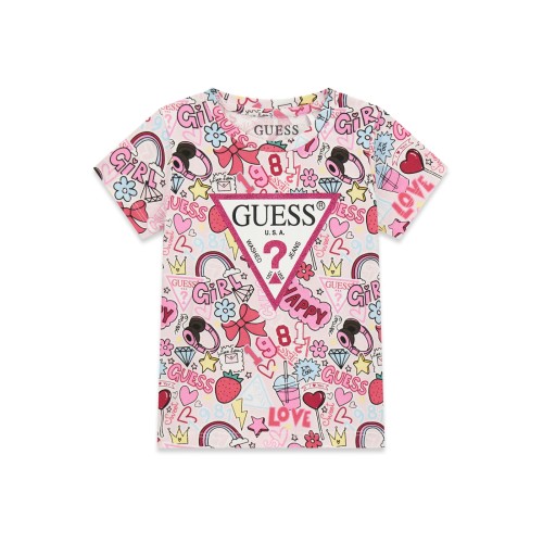 Тениска Guess за момиче с ефектен принт лого