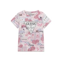 Тениска Guess за момиче с ефектен принт лого