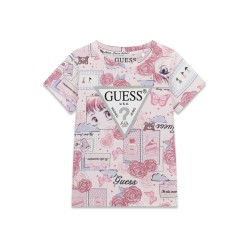 Тениска Guess за момиче с ефектен принт лого