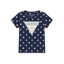 Тениска Guess за момиче с ефектен принт лого