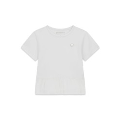 Тениска Guess за момиче с лого сърце и тюл в долната част