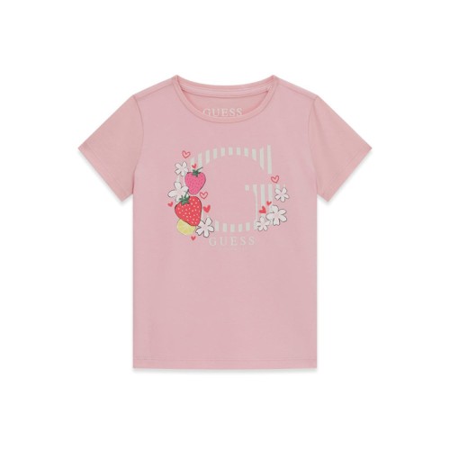 Тениска Guess за момиче с апликация лого и ягоди