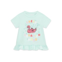 Тениска Guess за момиче с апликация и къдрици