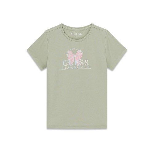 Тениска Guess за момичета с розова панделка