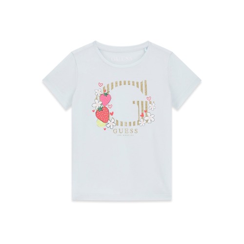 Тениска Guess за момиче с апликация лого и ягоди