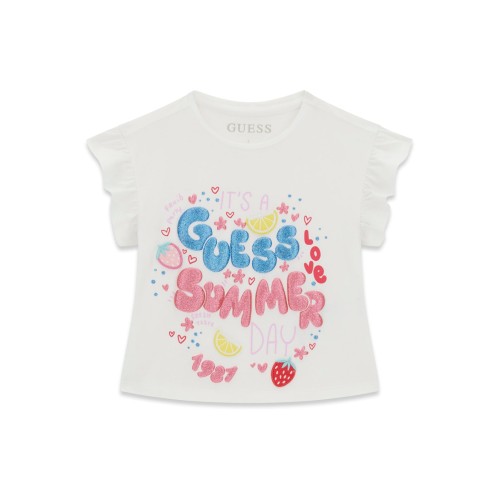  Тениска Guess за момиче с щампа Summer
