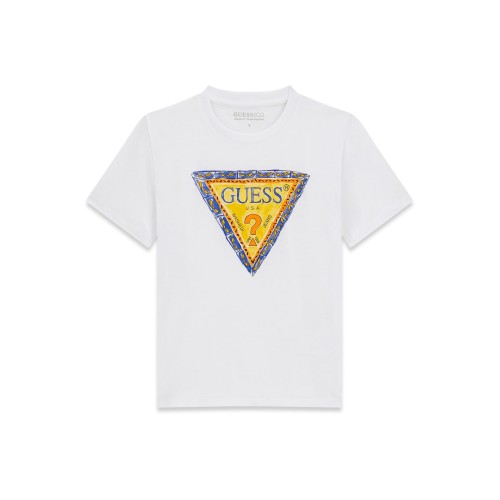 Тениска Guess за момче с цветно лого отпред
