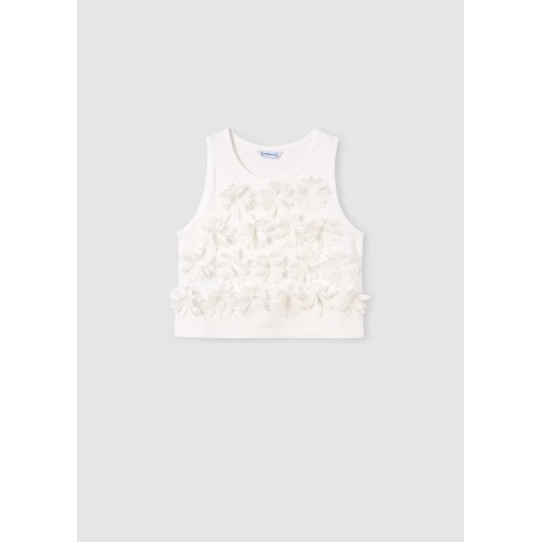 Топ с релефни цветя Better Cotton за момиче