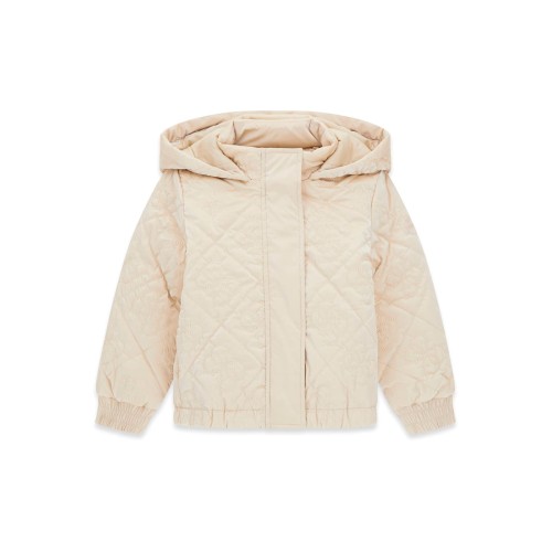 Бежово яке с качулка GUESS за момиче