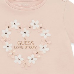 Тениска Guess за момиче със сърце от цветя