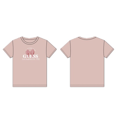 Тениска Guess за момичета с розова панделка