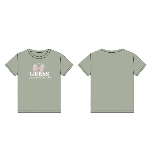 Тениска Guess за момичета с розова панделка