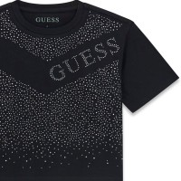 Къса тениска Guess за момиче с кристални камъчета