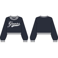 Блуза Guess за момиче с кант и лого