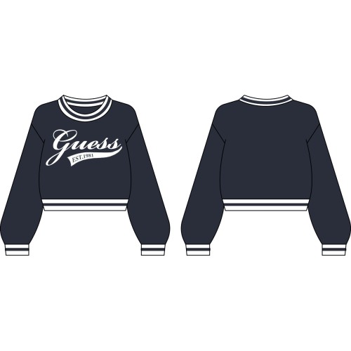 Блуза Guess за момиче с кант и лого