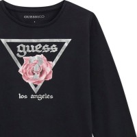 Блуза Guess за момиче с лого и апликация роза