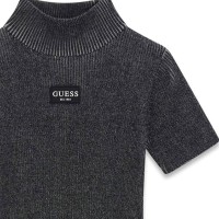 Рокля Guess плетиво с висока яка и лого