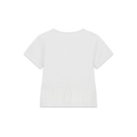 Тениска Guess за момиче с лого сърце и тюл в долната част