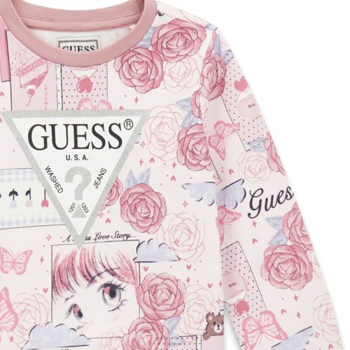 Блуза Guess за момиче с ефектен принт и лого