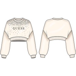 Суитчър блуза  Guess за момиче с камъчета отпред