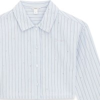 Къса риза Guess за момиче на райе с камъчета